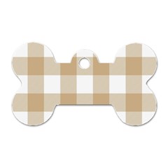 Clean Brown And White Plaids Dog Tag Bone (two Sides) by ConteMonfrey