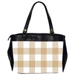 Clean brown and white plaids Oversize Office Handbag (2 Sides) Back