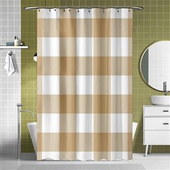 Clean Brown And White Plaids Shower Curtain 48  X 72  (small)  by ConteMonfrey