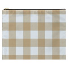 Clean Brown And White Plaids Cosmetic Bag (xxxl)