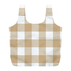 Clean Brown And White Plaids Full Print Recycle Bag (l) by ConteMonfrey