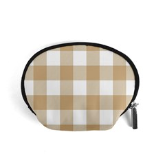 Clean Brown And White Plaids Accessory Pouch (small) by ConteMonfrey