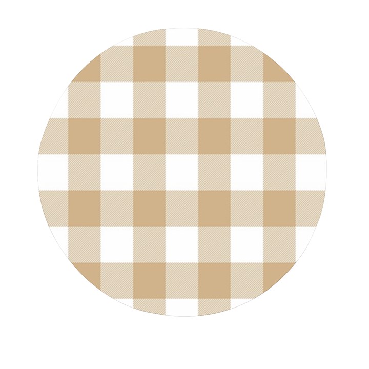 Clean brown and white plaids Mini Round Pill Box