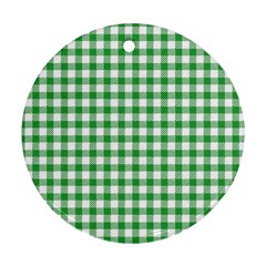 Straight Green White Small Plaids Ornament (round) by ConteMonfrey