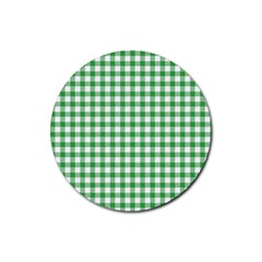 Straight Green White Small Plaids Rubber Coaster (round) by ConteMonfrey