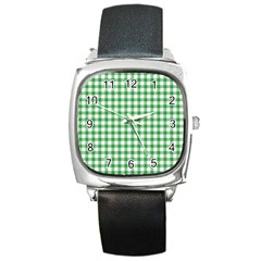 Straight Green White Small Plaids Square Metal Watch by ConteMonfrey