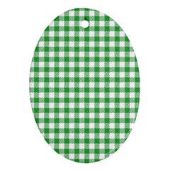 Straight Green White Small Plaids Oval Ornament (two Sides) by ConteMonfrey