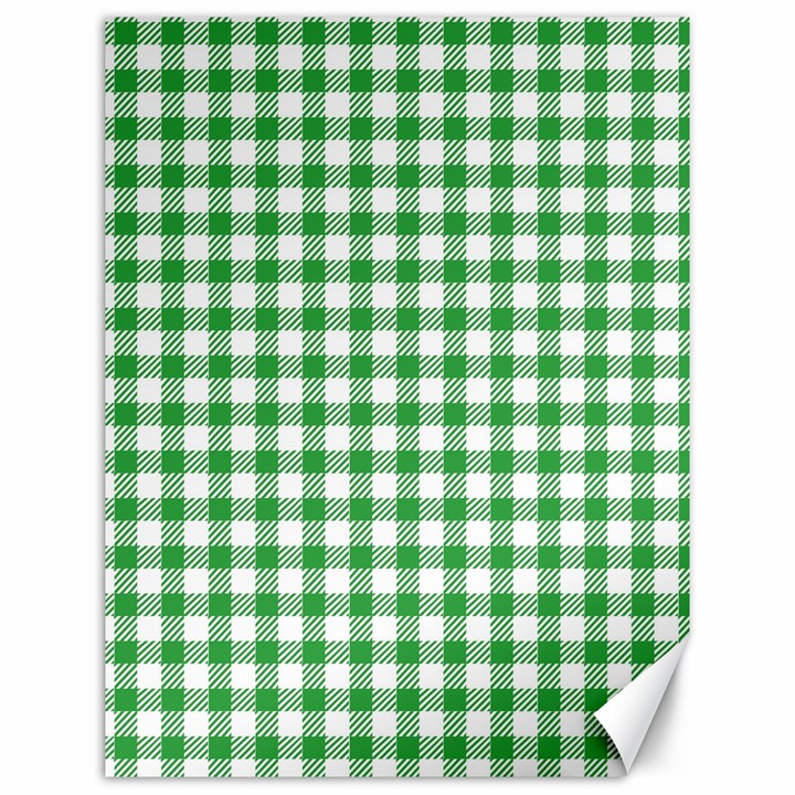 Straight Green White Small Plaids Canvas 12  x 16 