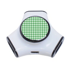 Straight Green White Small Plaids 3-port Usb Hub by ConteMonfrey