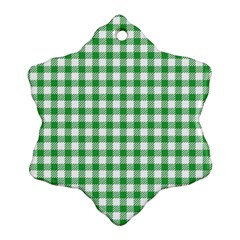 Straight Green White Small Plaids Ornament (snowflake) by ConteMonfrey