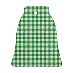 Straight Green White Small Plaids Bell Ornament (two Sides) by ConteMonfrey