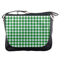 Straight Green White Small Plaids Messenger Bag by ConteMonfrey