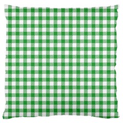 Straight Green White Small Plaids Large Cushion Case (one Side) by ConteMonfrey