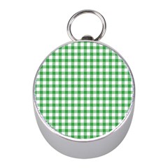 Straight Green White Small Plaids Mini Silver Compasses by ConteMonfrey