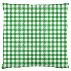 Straight Green White Small Plaids Large Flano Cushion Case (one Side) by ConteMonfrey