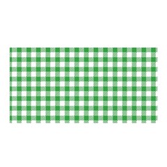 Straight Green White Small Plaids Satin Wrap 35  X 70 