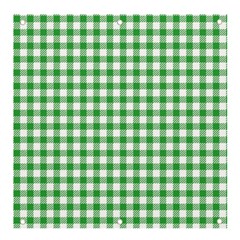 Straight Green White Small Plaids Banner And Sign 4  X 4  by ConteMonfrey