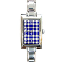 Blue Plaids Bic Big Plaids Rectangle Italian Charm Watch by ConteMonfrey