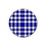 Blue Plaids bic big plaids Rubber Coaster (Round) Front