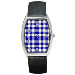 Blue Plaids Bic Big Plaids Barrel Style Metal Watch by ConteMonfrey