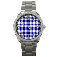 Blue Plaids Bic Big Plaids Sport Metal Watch by ConteMonfrey