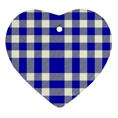 Blue Plaids Bic Big Plaids Heart Ornament (two Sides) by ConteMonfrey