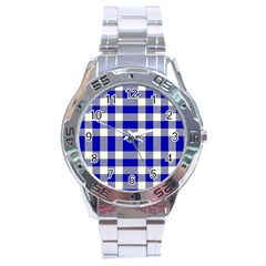 Blue Plaids Bic Big Plaids Stainless Steel Analogue Watch by ConteMonfrey