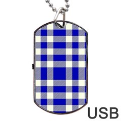 Blue Plaids Bic Big Plaids Dog Tag Usb Flash (one Side) by ConteMonfrey