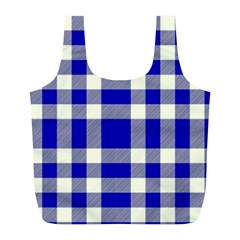 Blue Plaids Bic Big Plaids Full Print Recycle Bag (l)