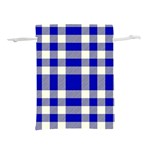 Blue Plaids bic big plaids Lightweight Drawstring Pouch (L) Front