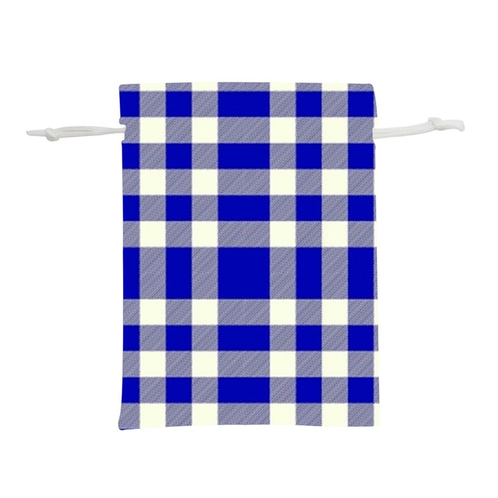 Blue Plaids bic big plaids Lightweight Drawstring Pouch (L)