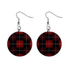 Modern Red Plaids Mini Button Earrings by ConteMonfrey