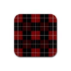 Modern Red Plaids Rubber Square Coaster (4 Pack) by ConteMonfrey