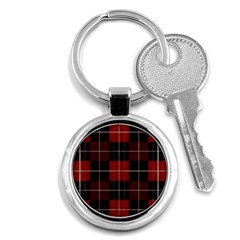 Modern Red Plaids Key Chain (round) by ConteMonfrey