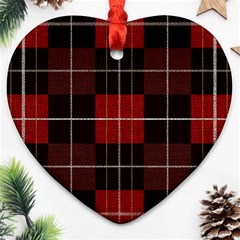 Modern Red Plaids Heart Ornament (two Sides) by ConteMonfrey