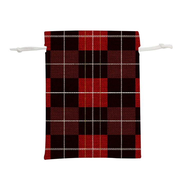 Modern Red Plaids Lightweight Drawstring Pouch (L)