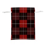 Modern Red Plaids Lightweight Drawstring Pouch (L) Back