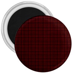 Dark Red Small Plaids Lines 3  Magnets by ConteMonfrey