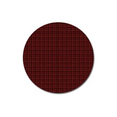 Dark Red Small Plaids Lines Magnet 3  (round) by ConteMonfrey