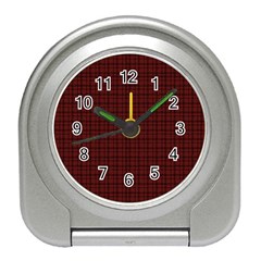 Dark Red Small Plaids Lines Travel Alarm Clock by ConteMonfrey