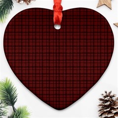 Dark Red Small Plaids Lines Heart Ornament (two Sides) by ConteMonfrey