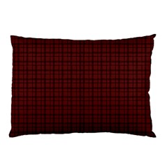 Dark Red Small Plaids Lines Pillow Case by ConteMonfrey