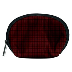 Dark Red Small Plaids Lines Accessory Pouch (medium) by ConteMonfrey