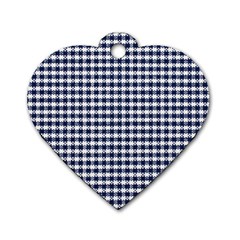 Small Blue And White Plaids Dog Tag Heart (one Side) by ConteMonfrey