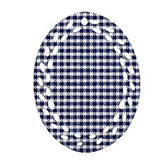 Small Blue And White Plaids Oval Filigree Ornament (two Sides) by ConteMonfrey