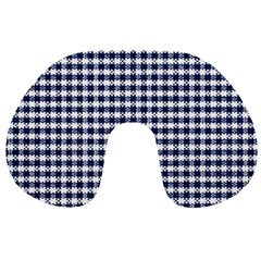 Small Blue And White Plaids Travel Neck Pillow by ConteMonfrey