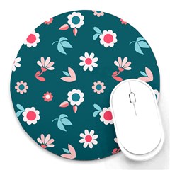 Cute Flowers Flower Seamless Model Spring Round Mousepads by Wegoenart