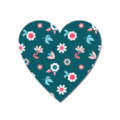 Cute Flowers Flower Seamless Model Spring Heart Magnet by Wegoenart