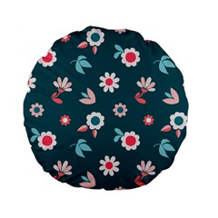 Cute Flowers Flower Seamless Model Spring Standard 15  Premium Flano Round Cushions by Wegoenart