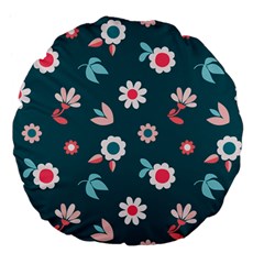 Cute Flowers Flower Seamless Model Spring Large 18  Premium Flano Round Cushions by Wegoenart